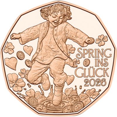 Österreich-5Euro-2026-Kupfer-Neujahrsmünze-SpringinGlück-RS