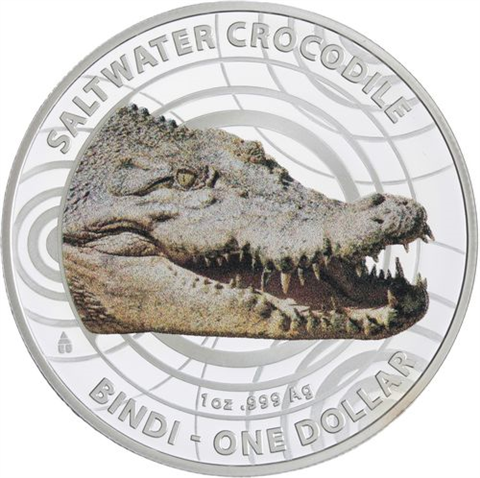 Australien-1Dollar-2013-AGpp-Krokodil Bindi-Farbe-lose-RS
