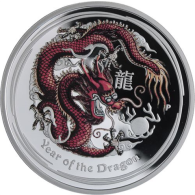 Australien-1 Dollar-2012-AGpp-Lunar II Drache-Farbe-RS