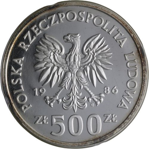 Polen-500Zloty-1986-AGpp-Lokietek-Numisbrief-RS