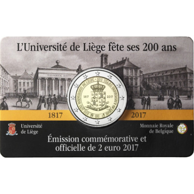 2 Euro Sondermuenzen Belgien 2017 Universitaet Luettich Coin Card 