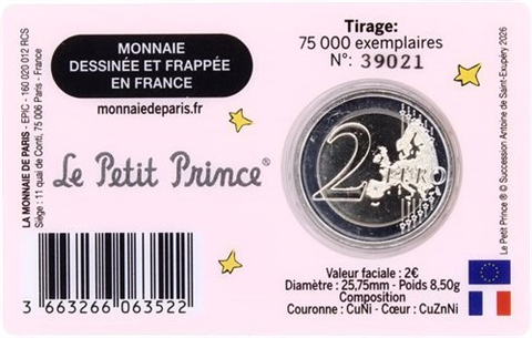 Frankreich-2 Euro-2026-Stgl-Kleiner Prinz-CC-Rosa Buch-RS