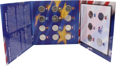 Mix-12x1Euro-5xQuarter Dollar-The 50 State Quarter and Euro Collection-Folder