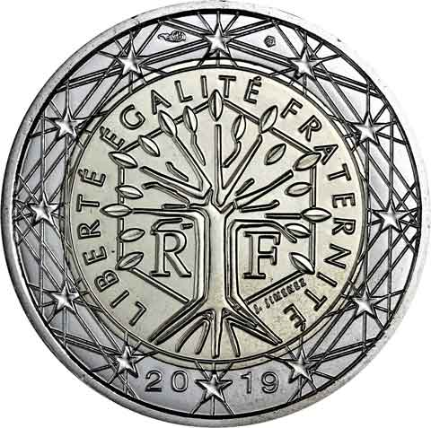 Frankreich-2-Euro-2019-Kursmünze-I