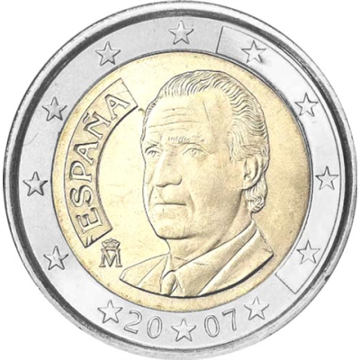 Spanien-2Euro-2007-bfr-Kursmünze-JuanCarlos-RS