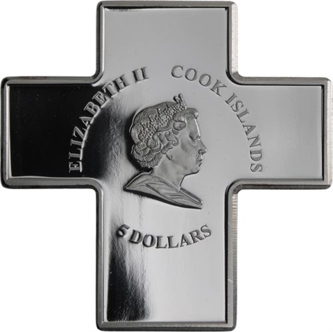 Cook Islands- 5 Dollar-2007-AGpp-Kreuz Santo Subito Papst-RS