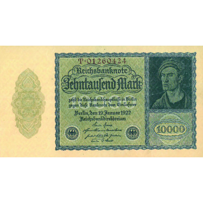 10.000 Mark Reichsbanknote mit Datum