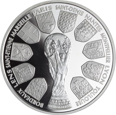 Frankreich-10 Francs-1998-AGpp-World Cup 1998-Pokal-RS