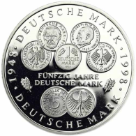 Deutschland-10-DM-Silber-1998-PP-50-Jahre-Deutsche-Mark-I