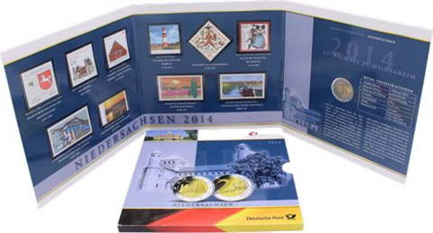 Deutschland-2Euro-Briefmarken-2014-Michael zu Hildesheim-Folder