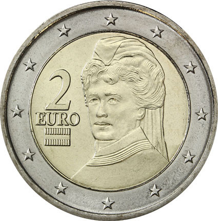 Österreich 2 Euro-Kursmünze 2008 -  Berta von Suttner -