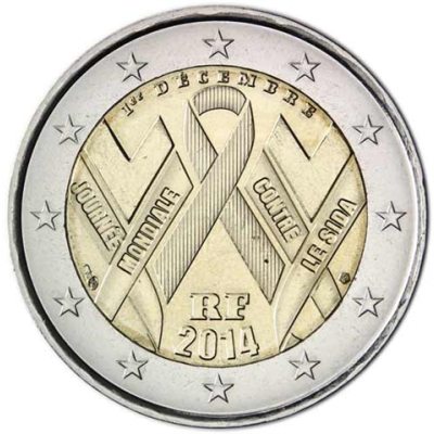 Frankreich-2Euro-2014-bfr-WeltAidsTag-RS