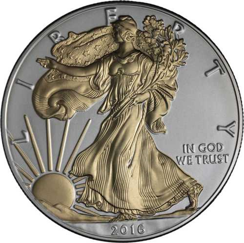 USA-1 Dollar-2016-AGstgl-vergoldet-Eagle-RS