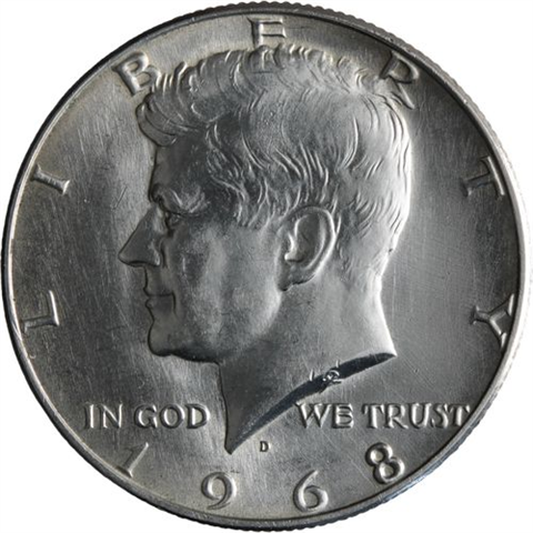 USA-HalfDollar-50centsilber-1968vz-Kennedy-RS