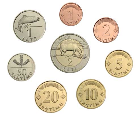 Lettland Münzen gem. Jahrgänge Lose Münzstreifen