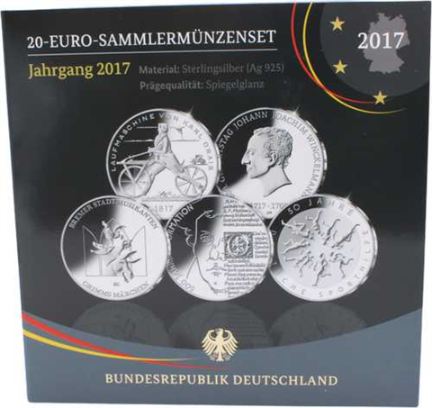 Deutschland-5x20 Euro-2017-AGpp-Komplett Set-Folder