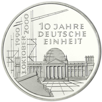 Deutschland 10 DM Silber 2000 Stgl. 10 Jahre Deutsche Einheit I