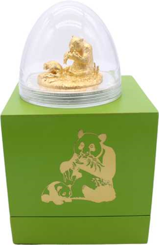 Ruanda-1000 FRW-2015-AGstgl-vergoldet-3D-Panda-Etui