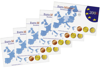 Deutschland  5 x 5,88 Euro 2006  PP im Blister Mzz.A - J