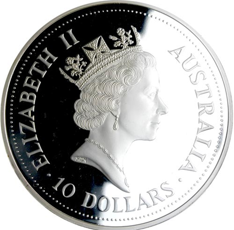 Australien-10-Dollar-1992-pp-10-oz-Silber-Kookaburra-Etui