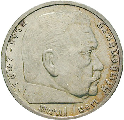 Original Reichsmark Silber Hindenburg , Garnisonskirche 