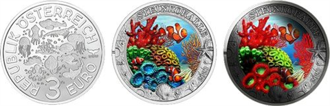 Österreich-12x3 Euro-2022-2025-Meereswelten-Set BuchI