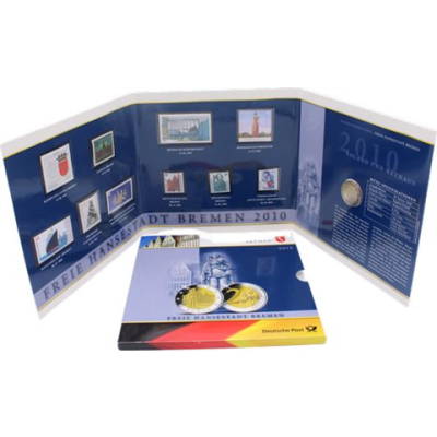 Deutschland-2Euro-Briefmarken-2010-Bremer Roland-Folder