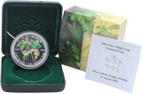 Kanada-5Dollar-2003-AGstgl-Maple Leaf Farbe-Etui
