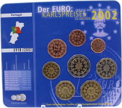 Portugal-3,88 Euro-2002-Stgl-Karlspreis Aachen-RS