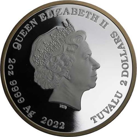 Tuvalu-2 Dollar-2022-AGpp-Farbe-Tutankhamun-RS