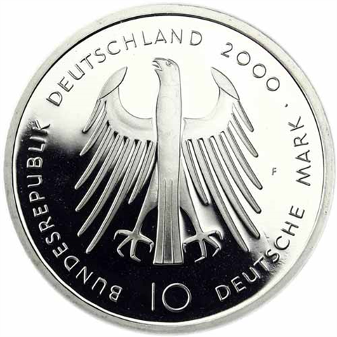 Deutschland-10-DM-Silber-2000-PP-Karl-der-Grosse-und-der-Dom-zu-Aachen-I