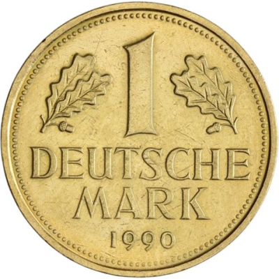 Deutschland-1 DM-1950-2001-bfr-Kursmünze-vergoldet-RS
