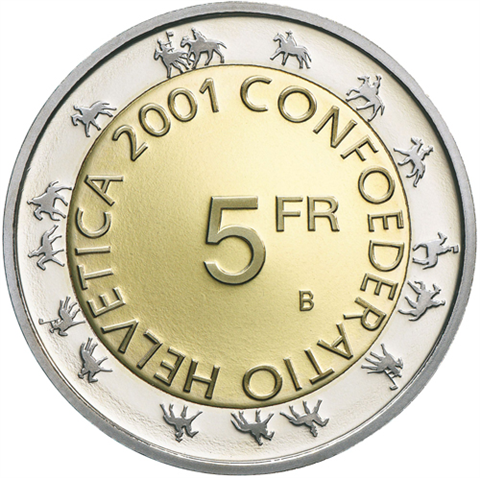 Schweiz-5Franken-2001-bfr-ZürcherSechseläuten-RS
