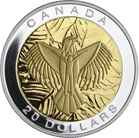 Kanada-7x20Dollar-2014-AGpp-Adler-Wolft-vergoldet-RSVS