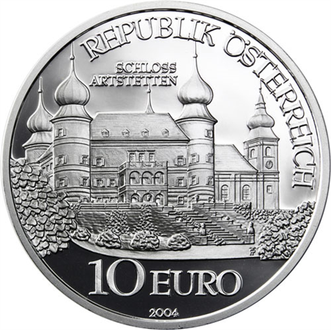 Österreich-10-Euro-2004-Silber-PP-Artstetten-Etui