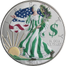 USA-1 Dollar-2012-AGstgl-Silver Eagle-Währung-Farbe-Grün-RS