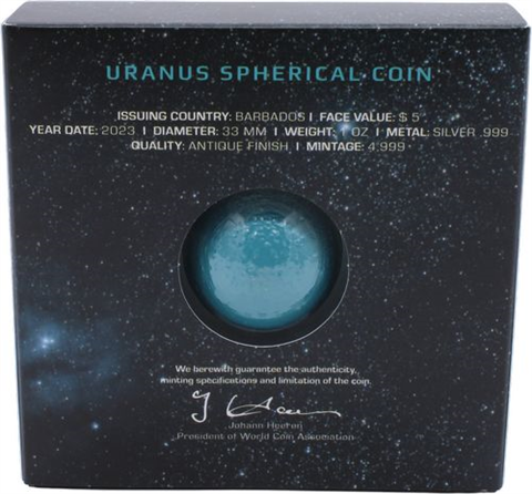 Barbados-5 Dollar-2023-AG-UranusSphericalCoin-RS