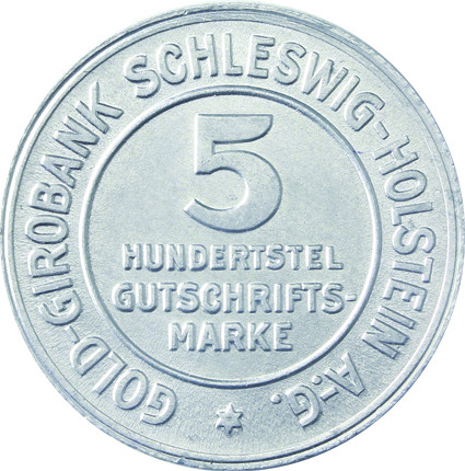 N 38 -  5- Hundertstel Gutschrifts-Marke 1923 und   N 39 -  10- Hundertstel Gutschrifts-Marke 1923 der Provinz Schleswig-Holstein 