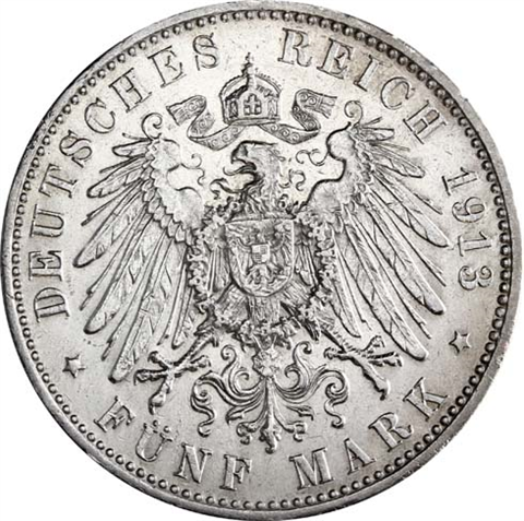 Jäger 46 Bayern 5 Mark 1891 - 1913 Sehr Schön König Otto I