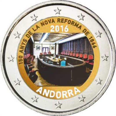 Andorra-2Euro-2016-Farbmünze-150JahreNeueReform-RS