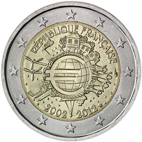Frankreich-2Euro-2012-100JahreBargeld-RS