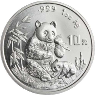 China-10 Yuan-1996-AGstgl-Panda-RS