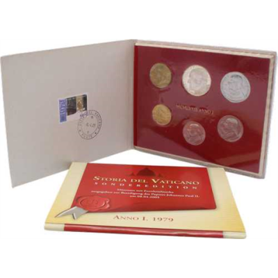 Vatikan-880Lire-1979-Papst Paul mit Briefmarke-Folder