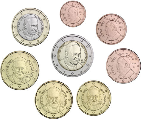 Euro Kursmünzensatz 2016 Vatikan mit Papst Franziskus
