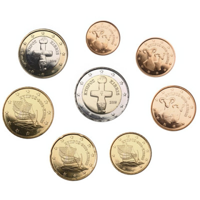 Kursmünzen 1 Cent bis 2 Euro aus dem Zypern aus dem Jahrgang 2009 - Münzkatalog - Preislisten - preiswerte Angebote 