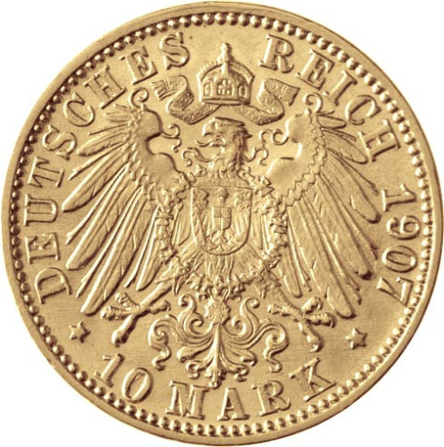 j.190 10 Mark Gold 1903 Großherzog Friedich I 