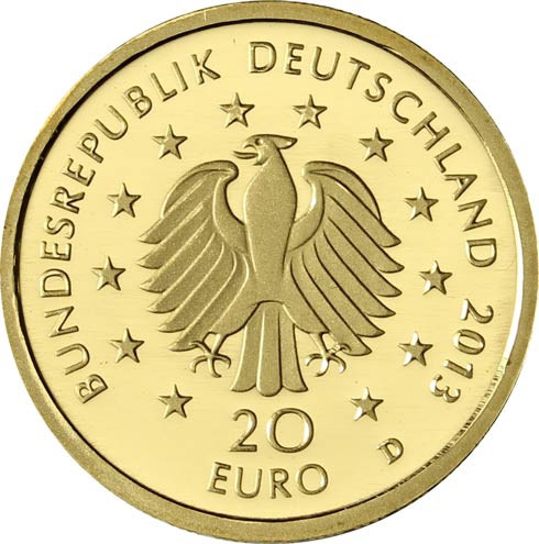 Deutschland 20 Euro 2013 Kiefer Goldmünze Münzzeichen Historia Hamburg Wahl