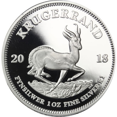 Krügerrand 2018 Silber Südafrika 1 Rand Polierte Platte im Etui mit Zertifikat