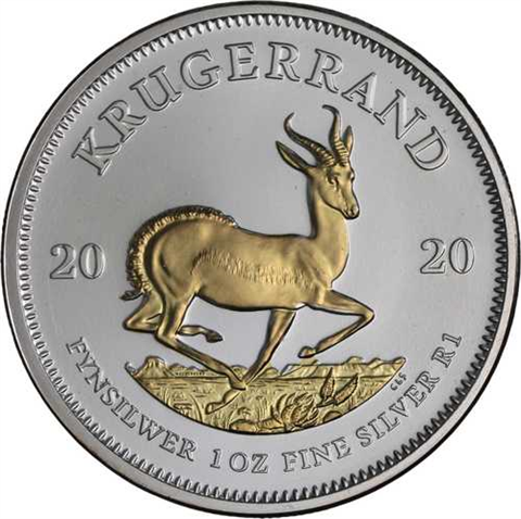 Süd Afrika-1 Rand-2020-AGstgl-vergoldet-Krügerrand-RS