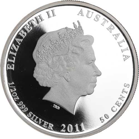 Australien-50 Cent-2011-AGpp-Farbe-Turtel-RS